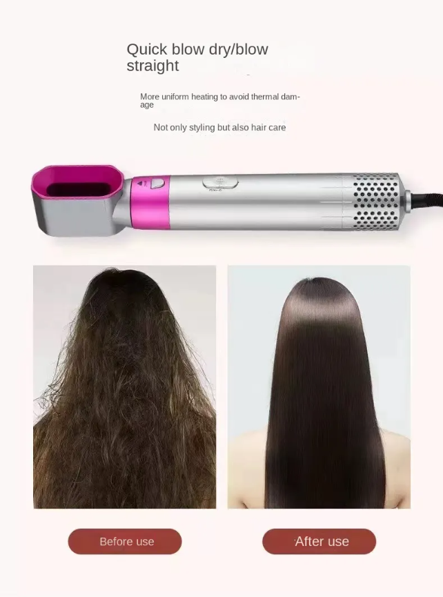 5 IN 1 Hair Dryer, Straightener, Curler, Electric Hair Comb, Hair Curling Wand Detachable Brush