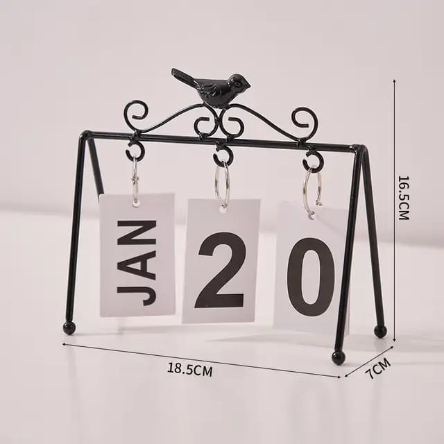 Wholesale New Design Creative Iron Art Date Card Bird Shape Calendar Desktop Decoration