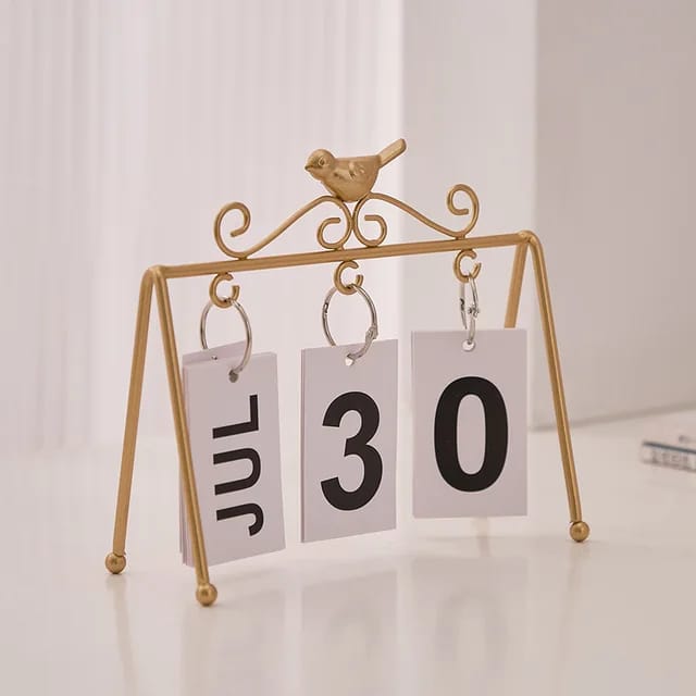 Wholesale New Design Creative Iron Art Date Card Bird Shape Calendar Desktop Decoration