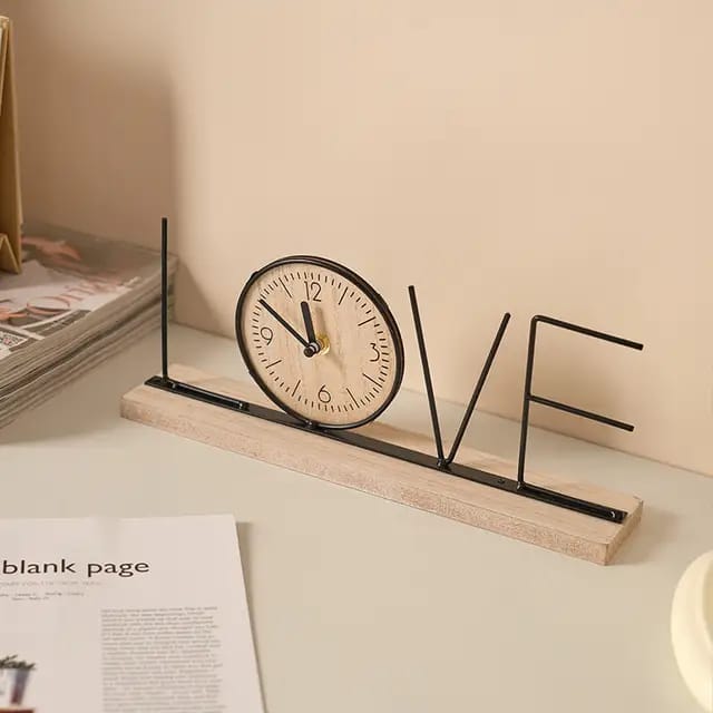 Retro Digital Desk Clock Home Decoration Office Wooden Letter Love Figurines Ornament Gifts Mute Luxury Room Decor Accessories