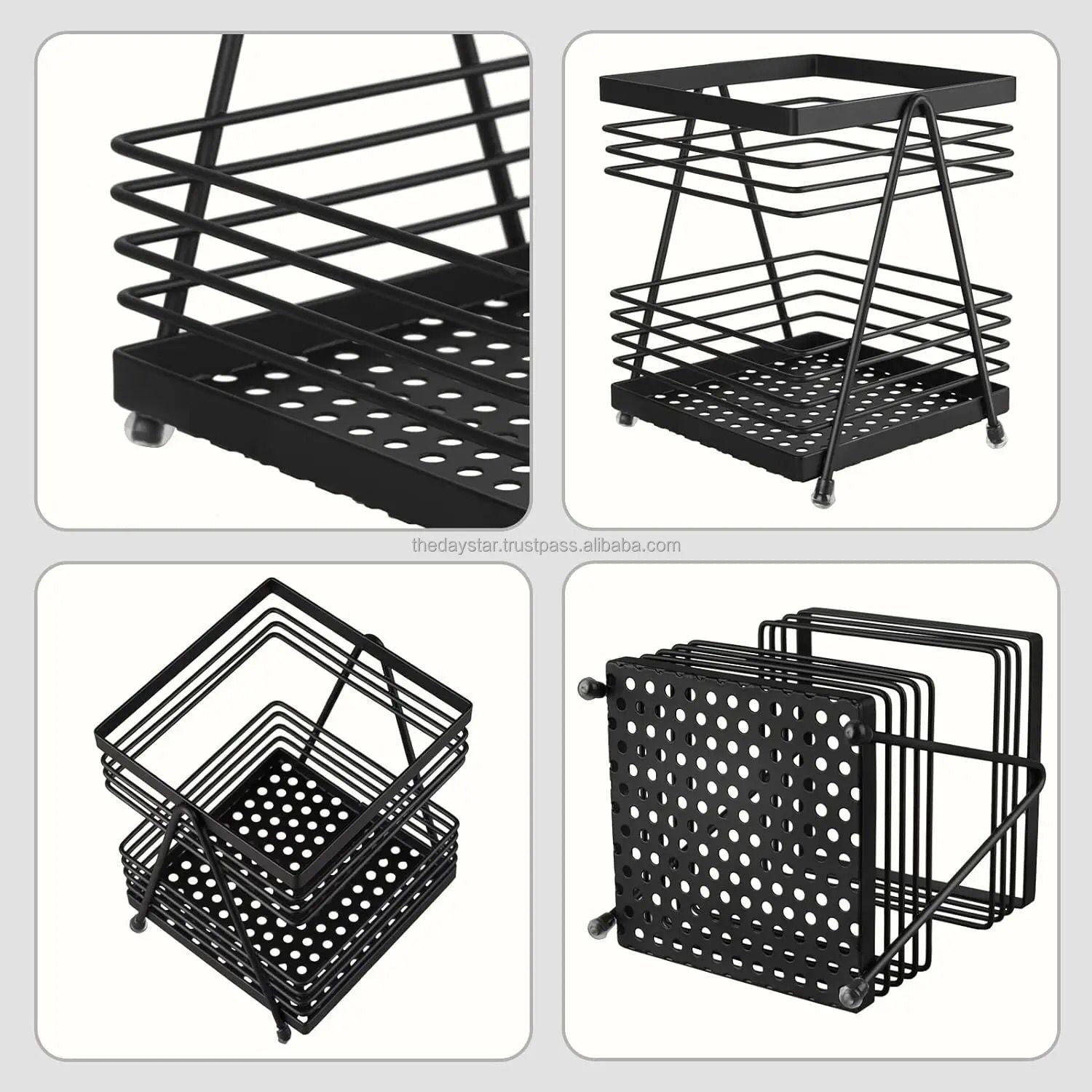 Cutlery Drainer Cutlery 304 Stainless Steel Hanging Mesh Tools Drying RackChopsticksSpoonForkKnife Drainer Pature Drainer Square Utensil Holder (Color : Black)