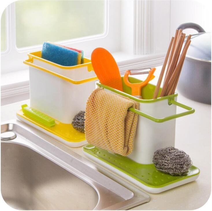 Sink Draining Brush Sponge Cleaning Cloth Towel Rack Washing Holder Kitchen Tidy Stand