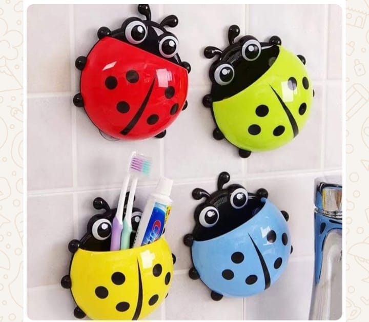 Cute Ladybird Beetle Toothbrush Toothpaste Shelves Pencil/Pen Storage Holders & Racks Children Brush Teeth Bathroom Supply